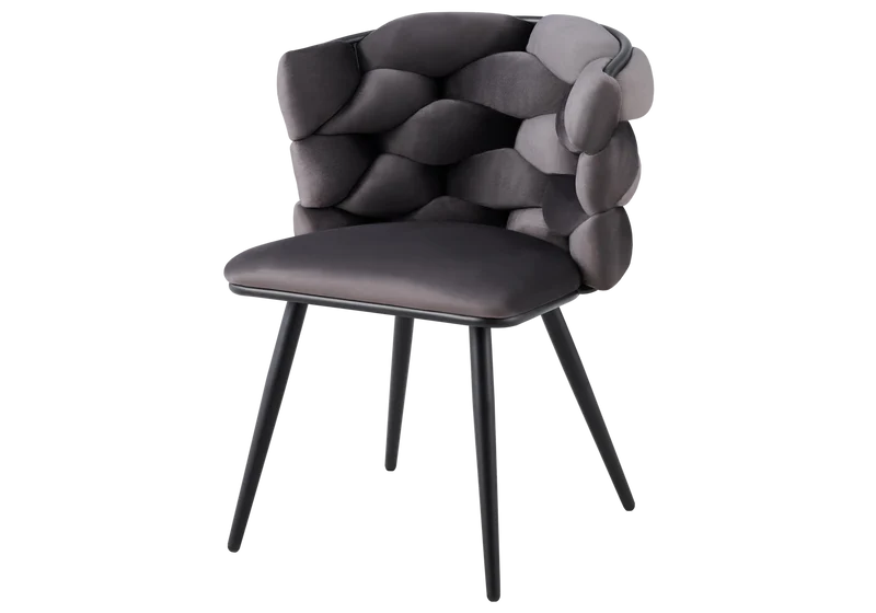 Chaise de table velours anthracite pieds noirs - Cloud x2