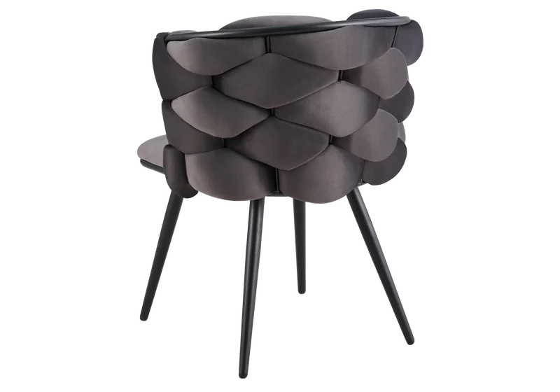 Chaise de table velours anthracite pieds noirs - Cloud x2