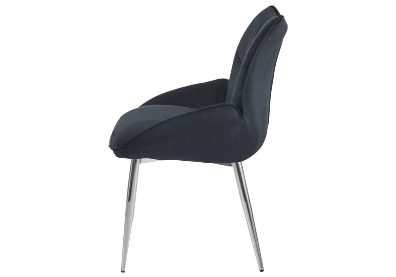 Fauteuil de table velours anthracite pieds argentés - Lyon x2