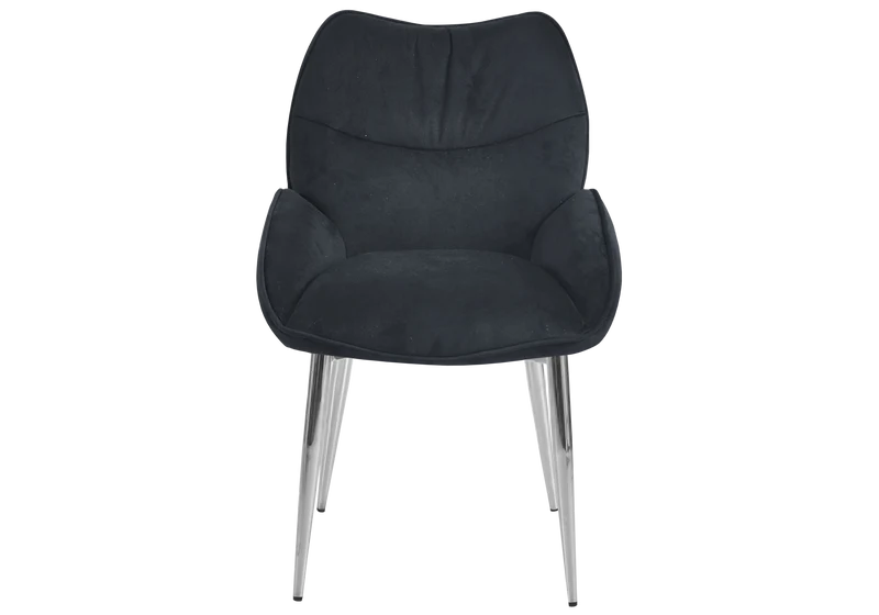 Fauteuil de table velours anthracite pieds argentés - Lyon x2