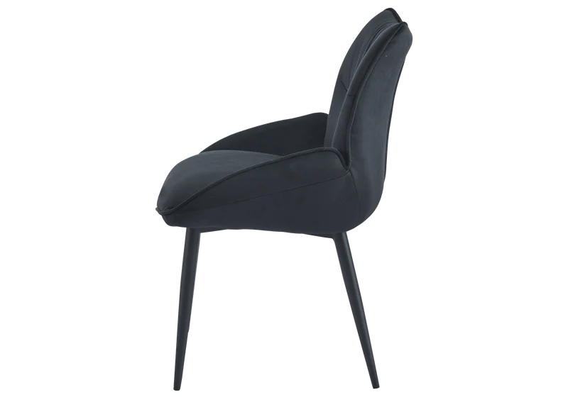 Fauteuil de table velours anthracite pieds noirs - Lyon x2