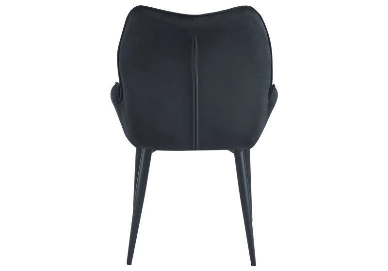 Fauteuil de table velours anthracite pieds noirs - Lyon x2