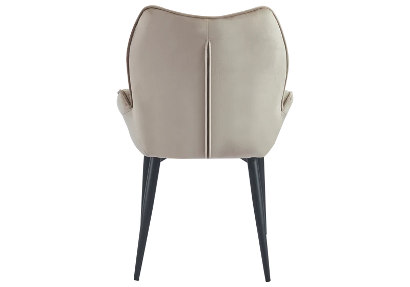 Fauteuil de table velours taupe pieds noirs - Lyon x2