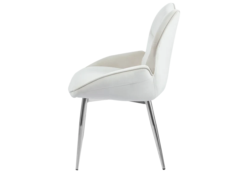 Fauteuil de table velours beige pieds argentés - Lyon x2