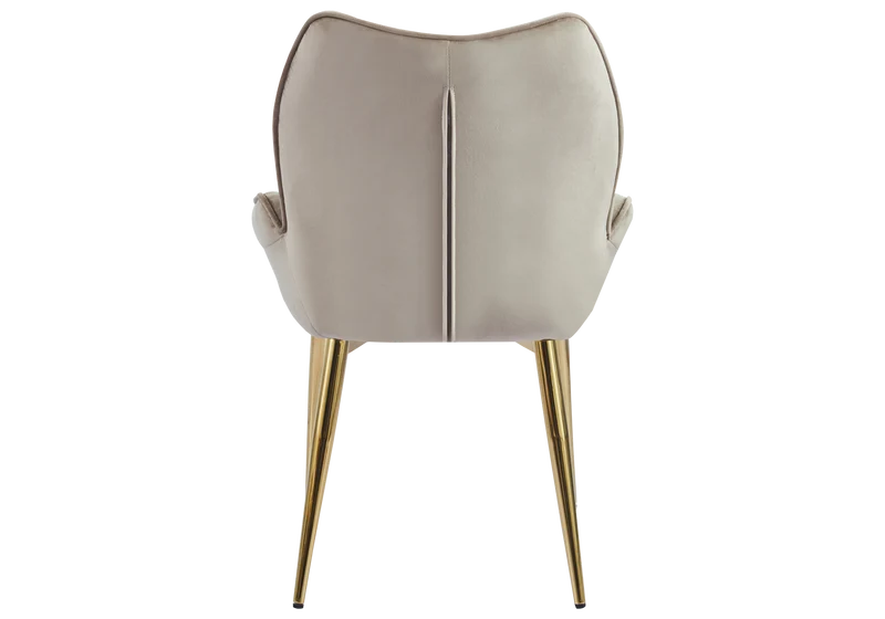 Fauteuil de table velours taupe pieds dorés - Lyon x2