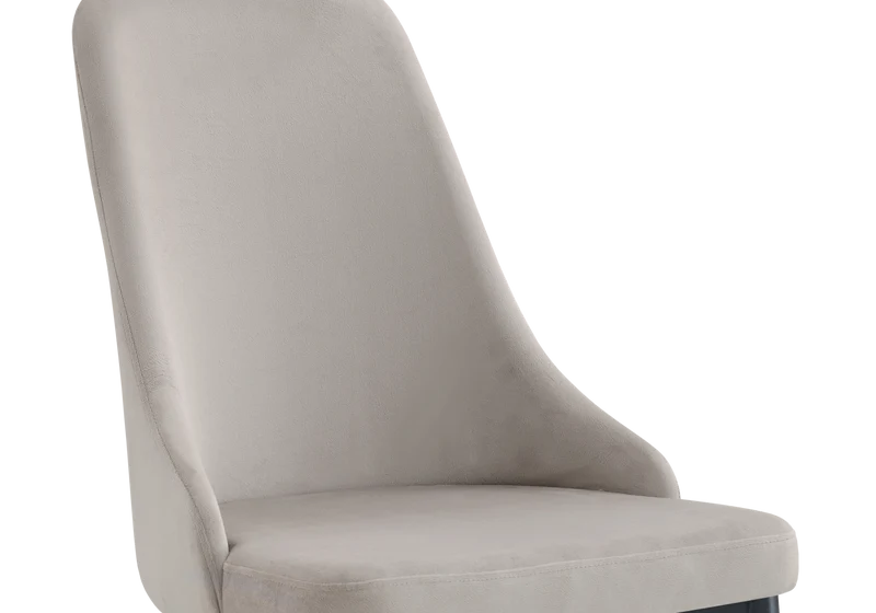 Chaise de table velours taupe pieds noirs - Sena x4
