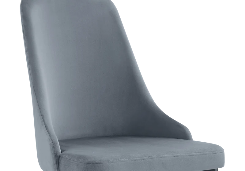 Chaise de table velours gris pieds noirs - Sena x4