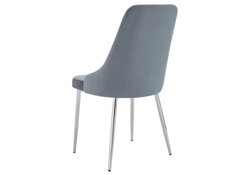 Chaise de table velours gris pieds argentés - Sena x4