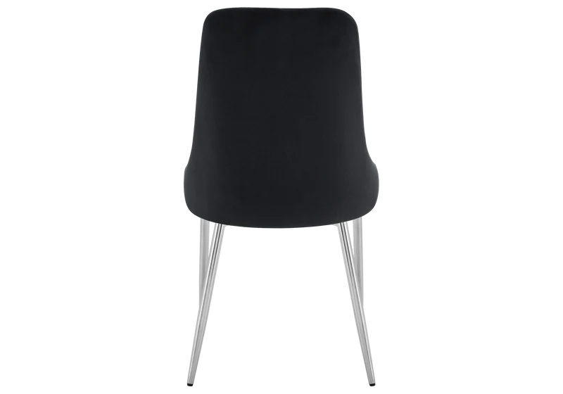 Chaise de table velours noir pieds argentés - Sena x4