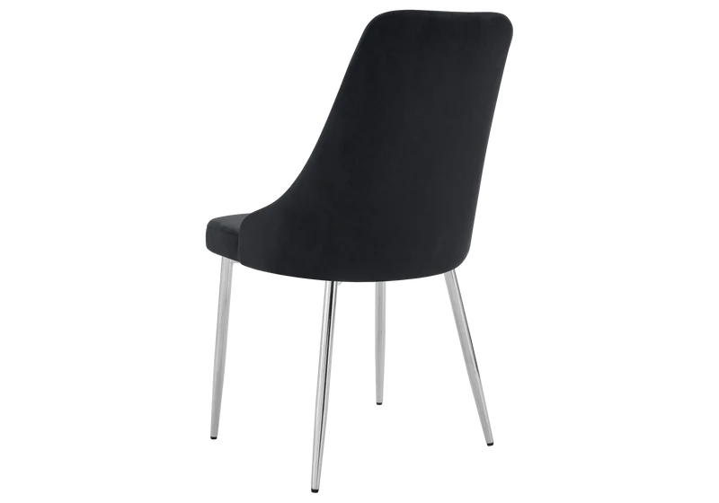 Chaise de table velours noir pieds argentés - Sena x4