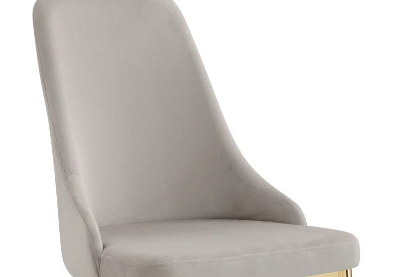 Chaise de table velours taupe pieds dorés - Sena x4