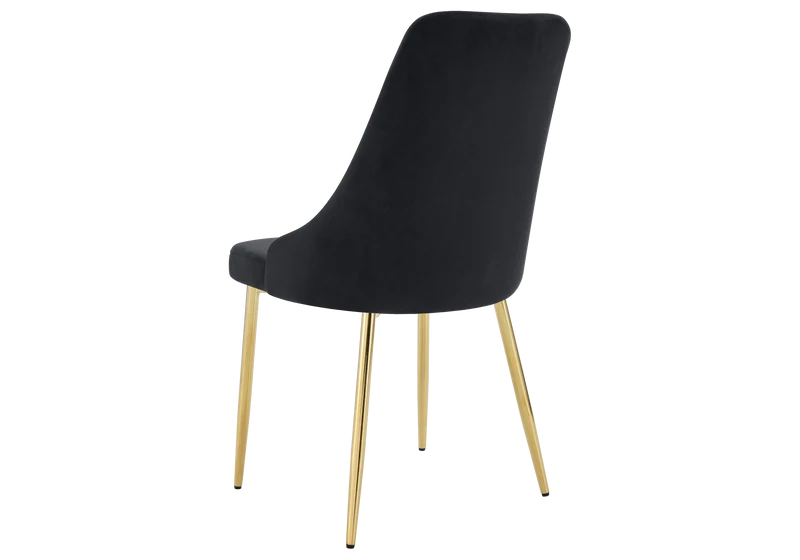 Chaise de table velours noir pieds dorés - Sena x4