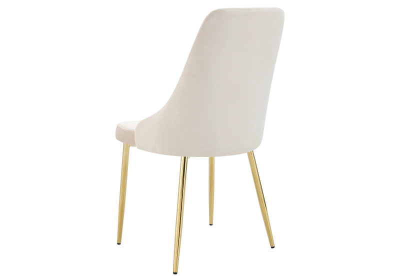 Chaise de table velours beige pieds dorés - Sena x4