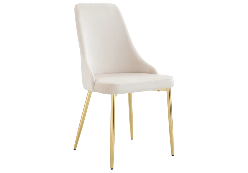 Chaise de table velours beige pieds dorés - Sena x4