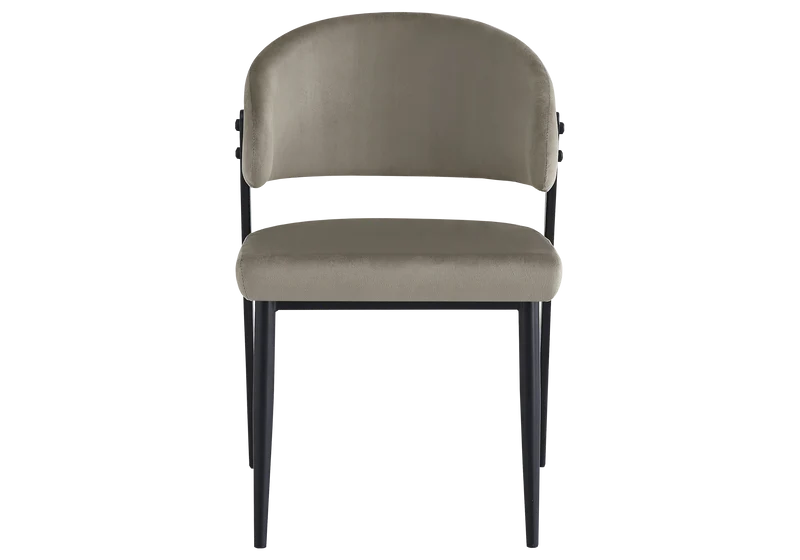 Chaise de table velours taupe pieds noirs - Alba x4