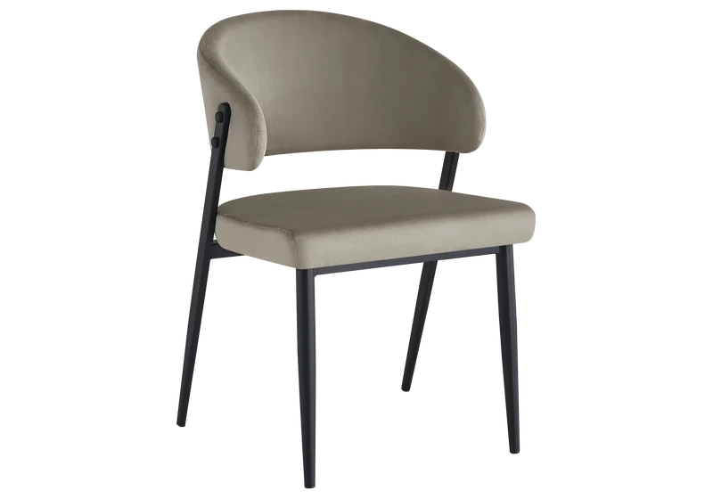 Chaise de table velours taupe pieds noirs - Alba x4