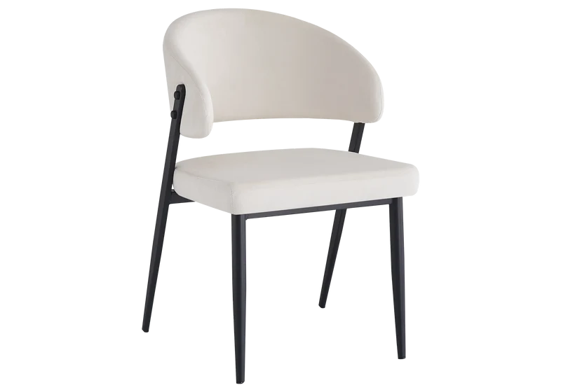Chaise de table velours beige pieds noirs - Alba x4