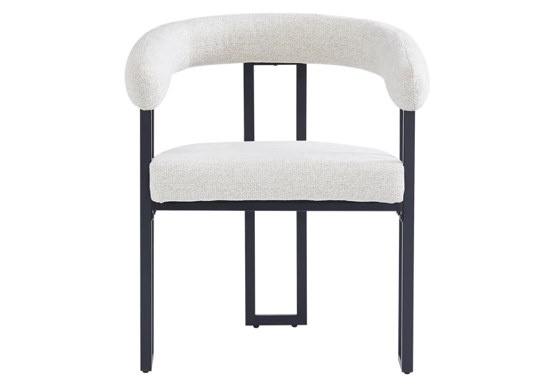 Fauteuil de table tissu chiné crème pieds noirs - Soho x4