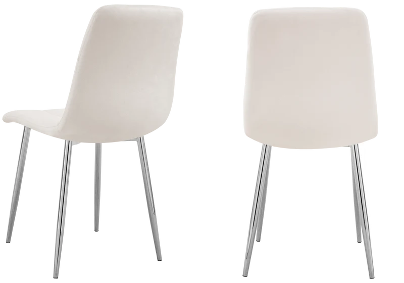 Chaises en velours beige capitonnées - Milan x4