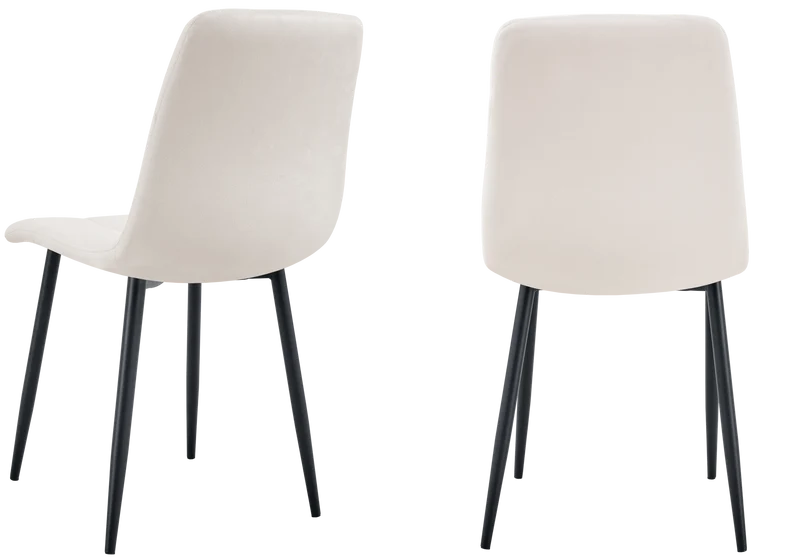 Chaises en velours beige capitonnées - Milan x4
