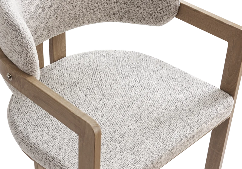 Fauteuil de table tweed capuccino bois clair - Lyra x2