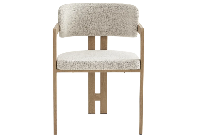 Fauteuil de table tweed capuccino bois clair - Lyra x2