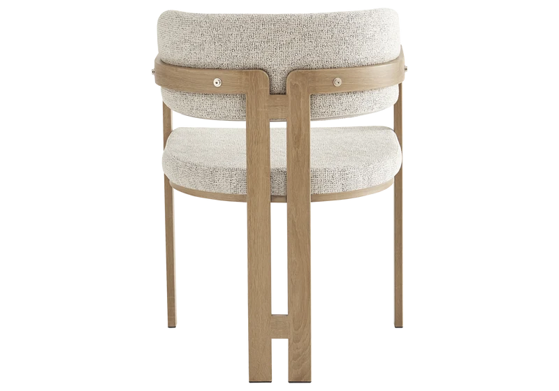 Fauteuil de table tweed capuccino bois clair - Lyra x2