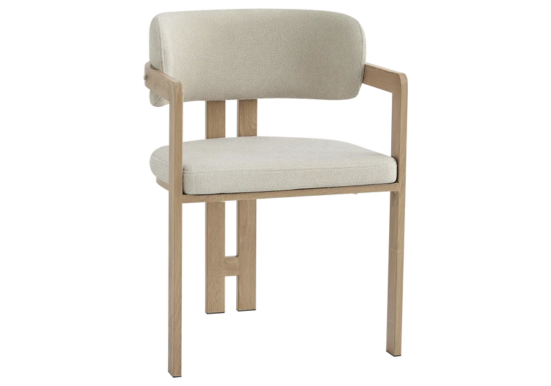 Fauteuil de table bouclé sable bois clair - Lyra x2