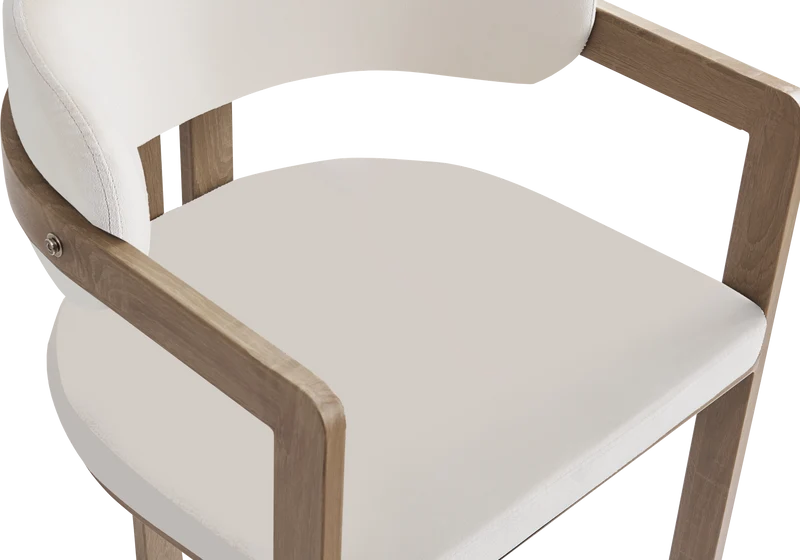 Fauteuil de table velours beige bois clair - Lyra x2