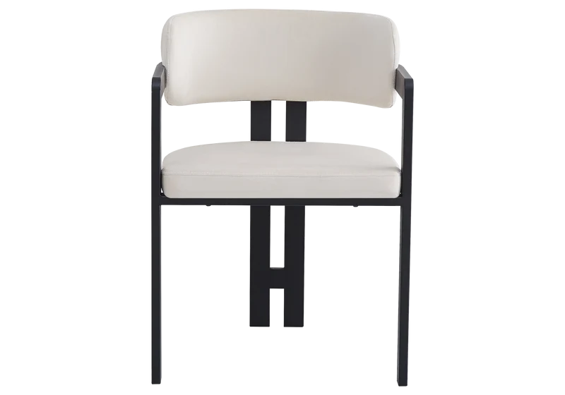 Fauteuil de table velours beige pieds noirs - Lyra x2