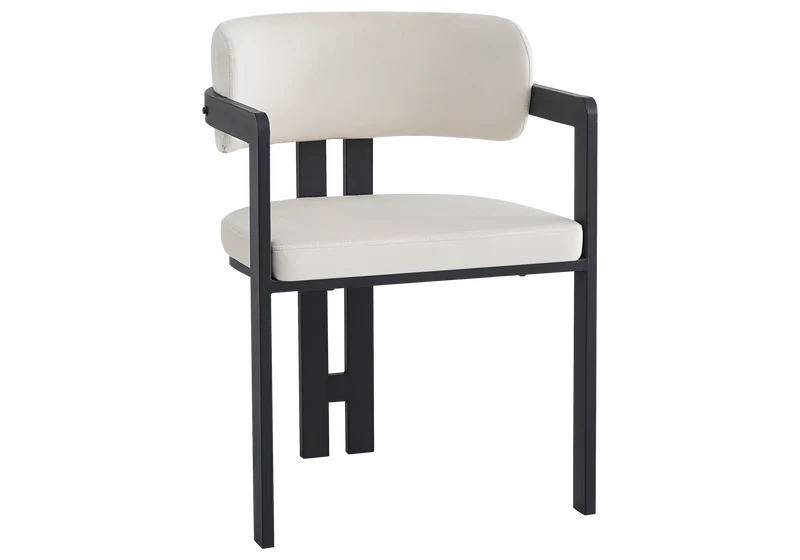 Fauteuil de table velours beige pieds noirs - Lyra x2