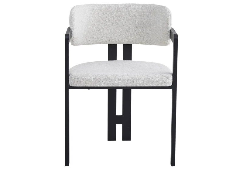 Fauteuil de table bouclé beige pieds noirs - Lyra x2