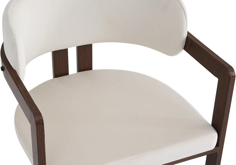 Fauteuil de table velours beige bois noyer - Lyra x2