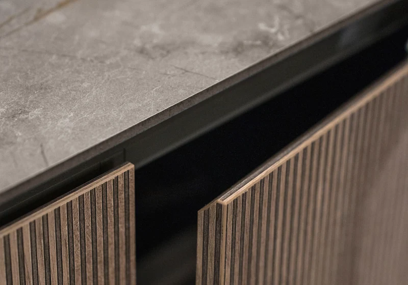 Ensemble meubles salon bois miel - Hexagon