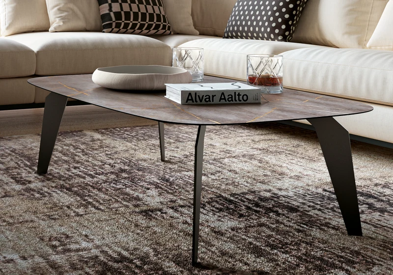 Ensemble meubles salon bois miel - Hexagon