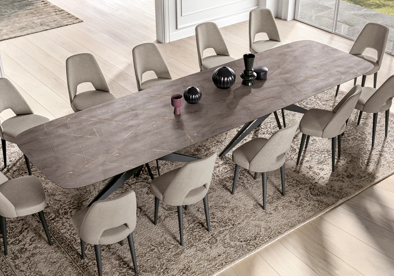 Grande table reception marbre doré - Hexagon