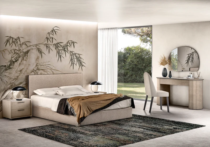 Lit coffre en tissu bouclé design italien – Dune