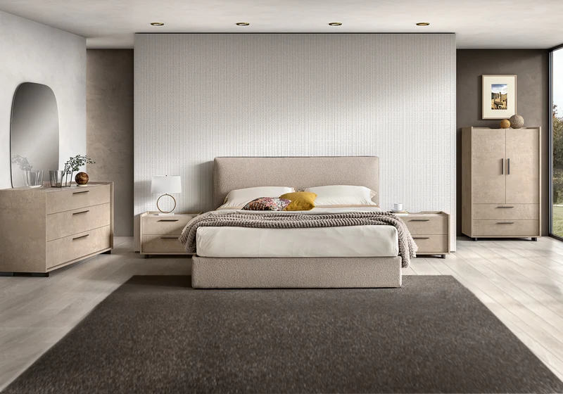 Lit coffre en tissu bouclé design italien – Dune
