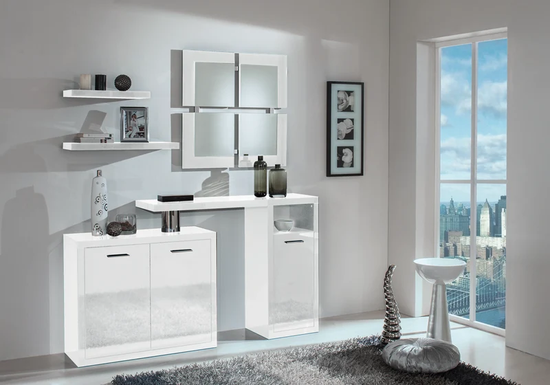 Ensemble meuble d’entrée marbre blanc laqué - LIDYA