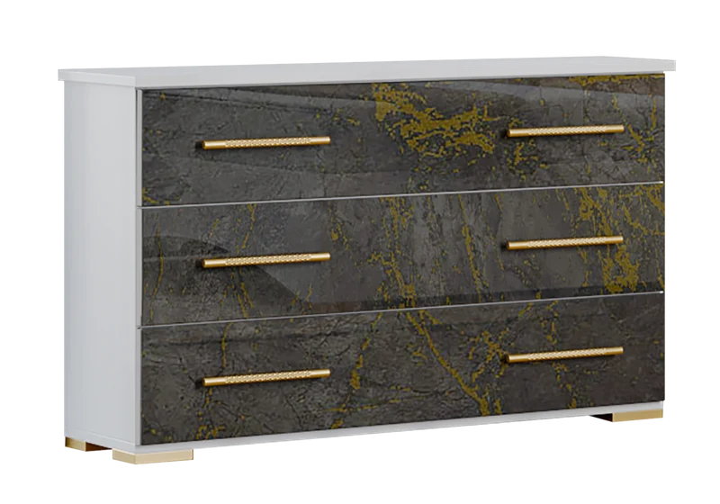 Chambre complète marbre gris doré LED – AMIRA