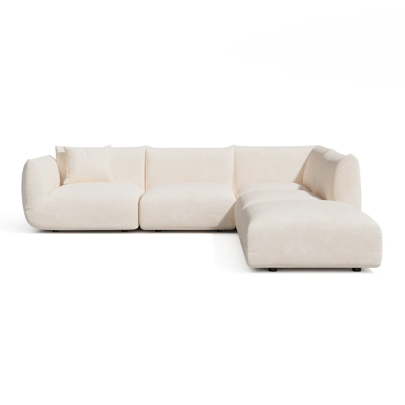 Canapé grand angle droit modulable 7 places Nooma crème