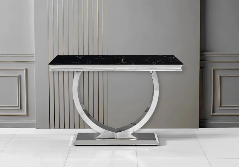 Console marbre noir argent - Bobo