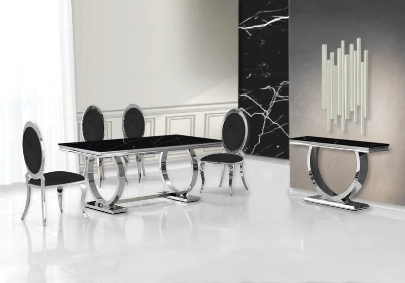 Console marbre noir argent - Bobo