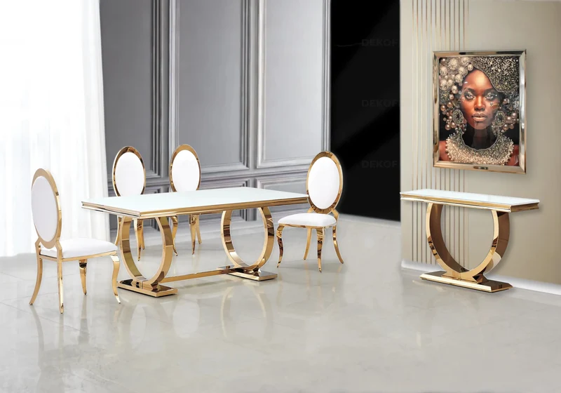 Console verre blanc doré - Bobo