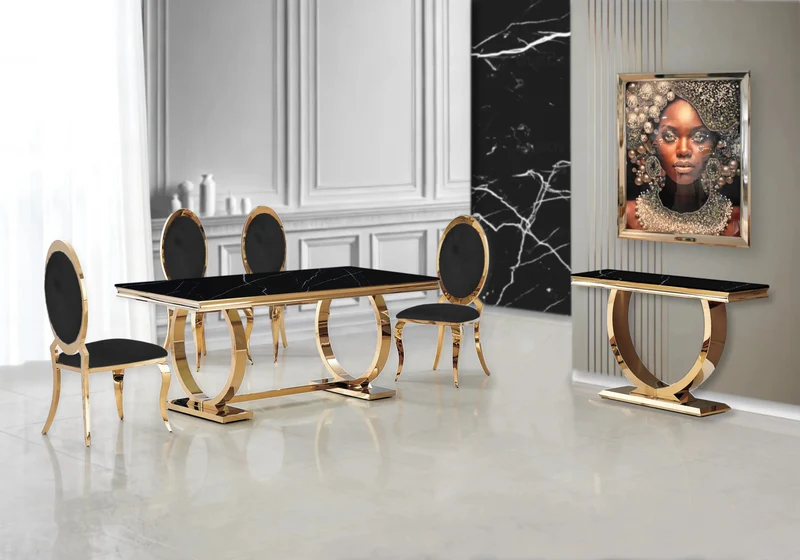 Console marbre noir doré - Bobo