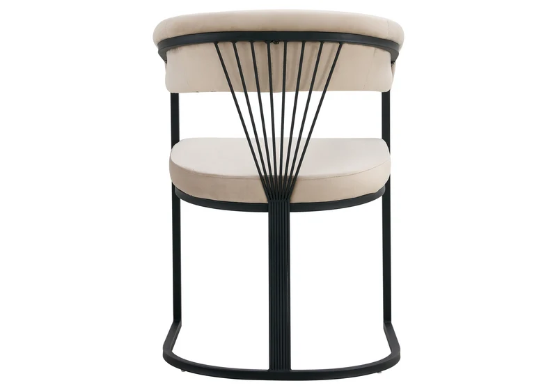 Fauteuil de table velours taupe pieds luge noir - Siam x2