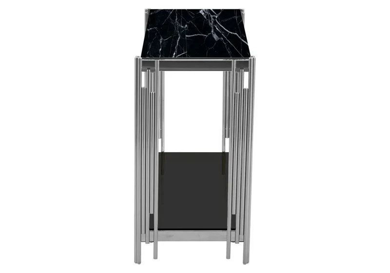 Console argentée marbre noir - Eve