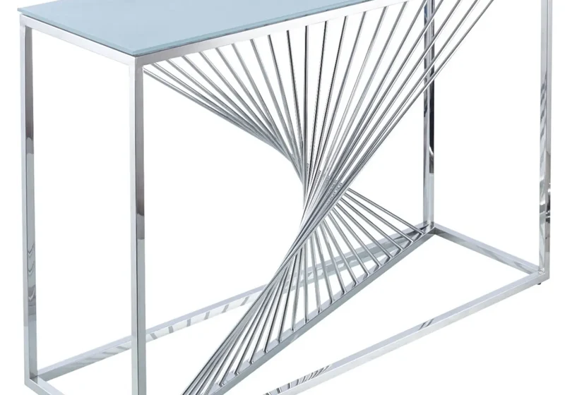 Console design chromé verre blanc - Luc