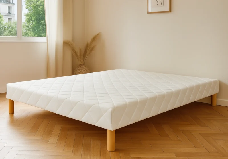 Sommier 2 places tapissier pieds bois - Linea