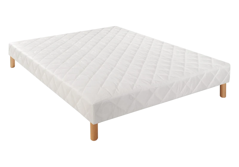 Sommier 2 places tapissier pieds bois - Linea